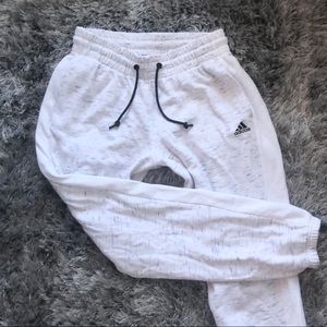 Adidas White Grey Speckle Joggers / Sweatpants
